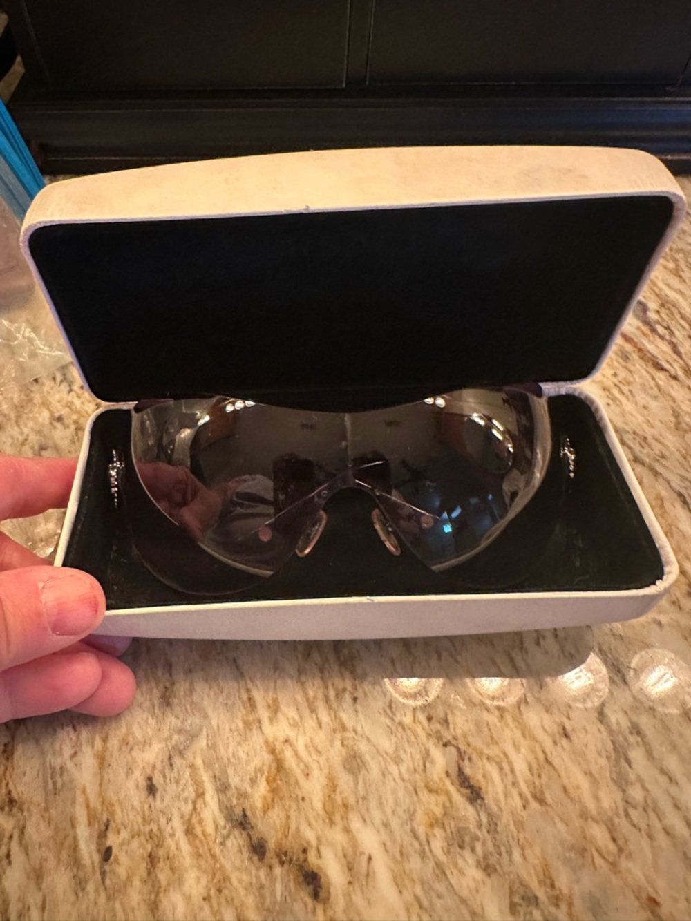 Versace Oversized Shield Sunglasses in Dark Smoke